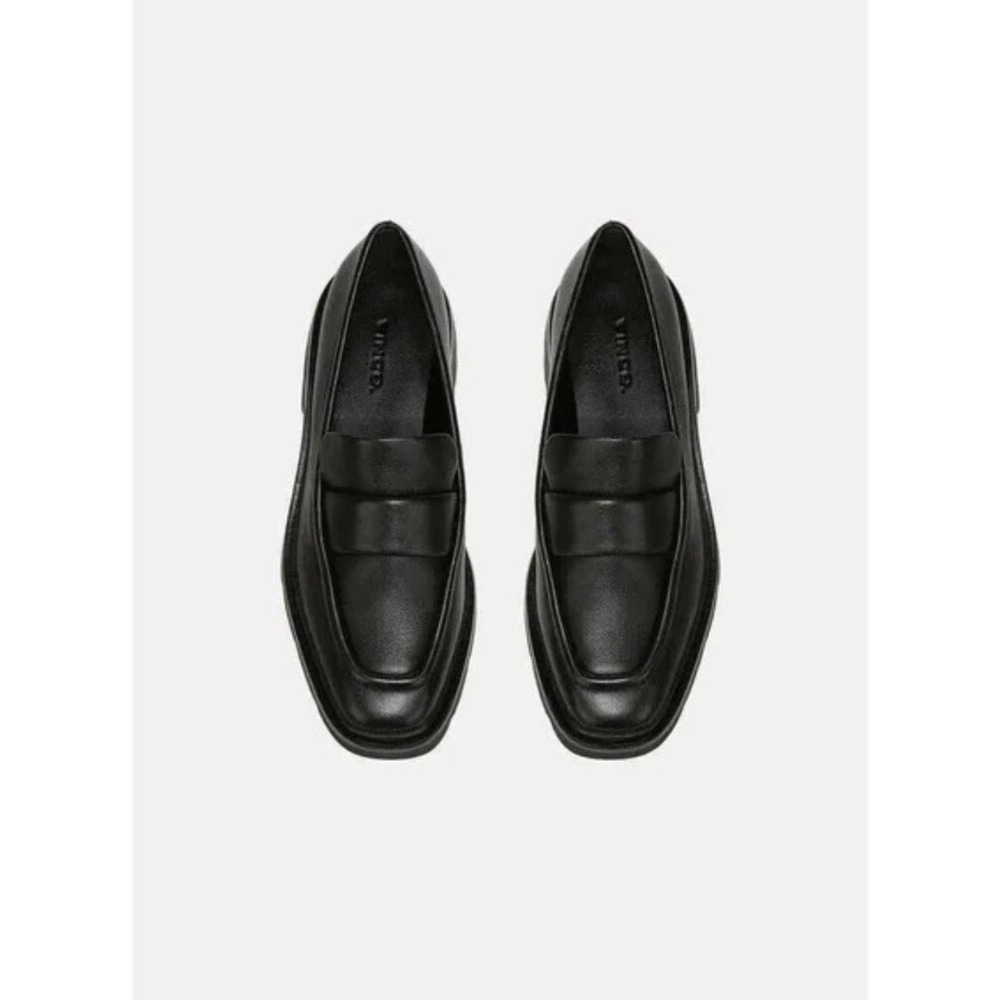 Vince Womens Black Leather Platform Penny Loafers Size 8 Preppy Dark Academia